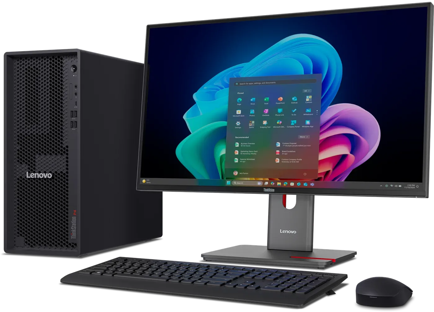 ThinkStation P4 su 32 colių ThinkVision P Series monitoriumi